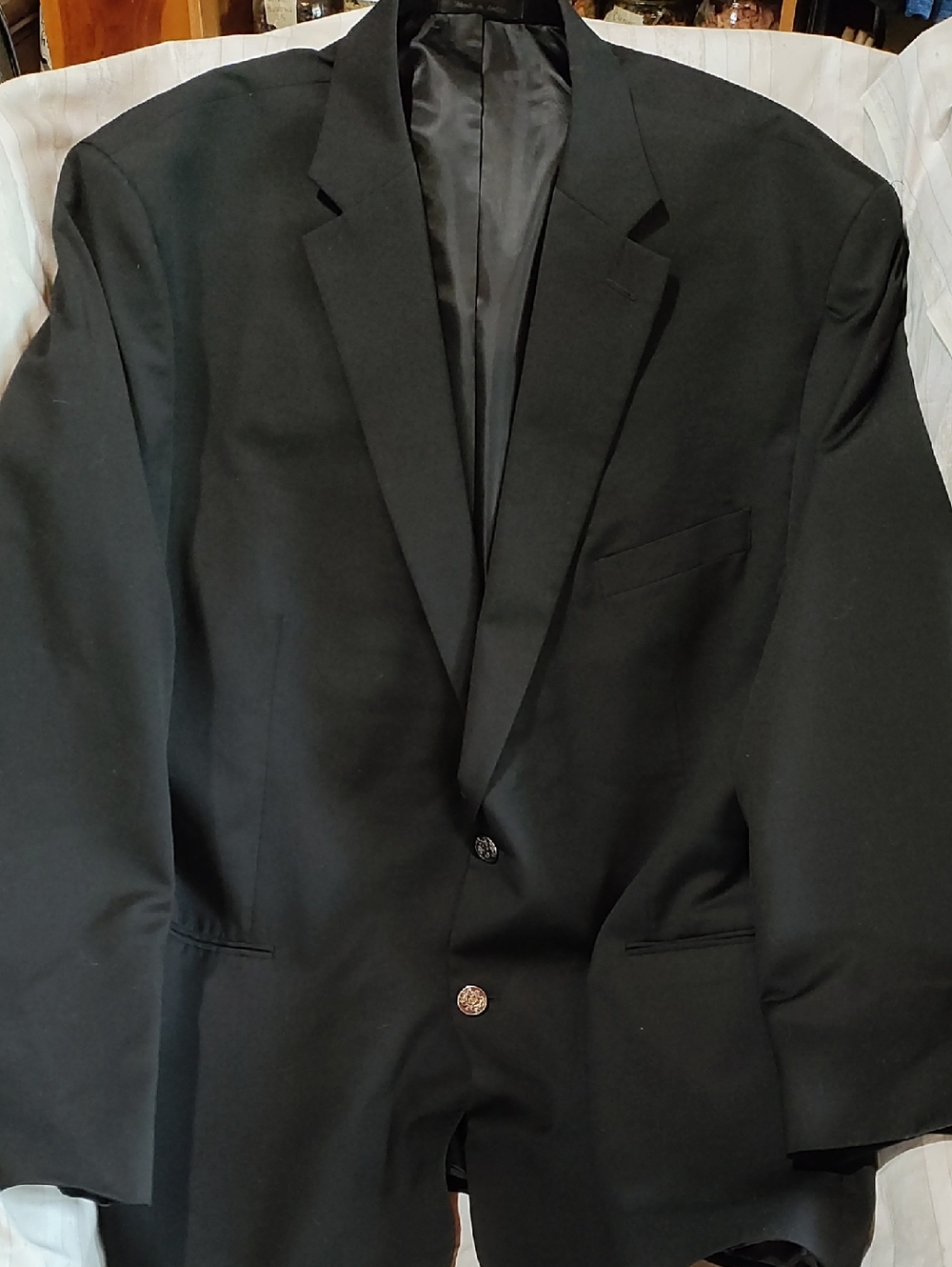 MICHAEL Michael Kors Black Men's Two-Button Wool-blend Suit Jacket, 50L